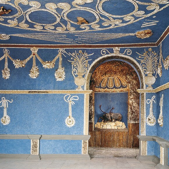 Schloß Neuburg an der Donau, Grottenanlage, Raum der Tierkreiszeichen (5) und Grotte des Hirschen (3) (Wiederherstellung 1986-1990)